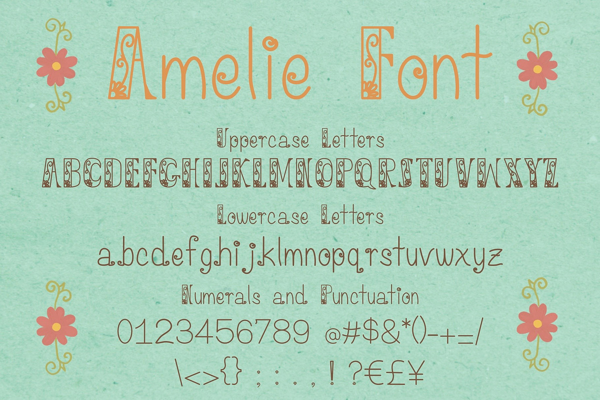 Amelie Hand Drawn Display Font, a Font by Deb M Illustrates (Photo 3 of 5)