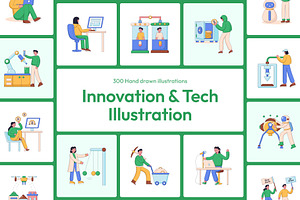 300 Innovation and Tech Illustration, a Technology Illustration by Creative Stall