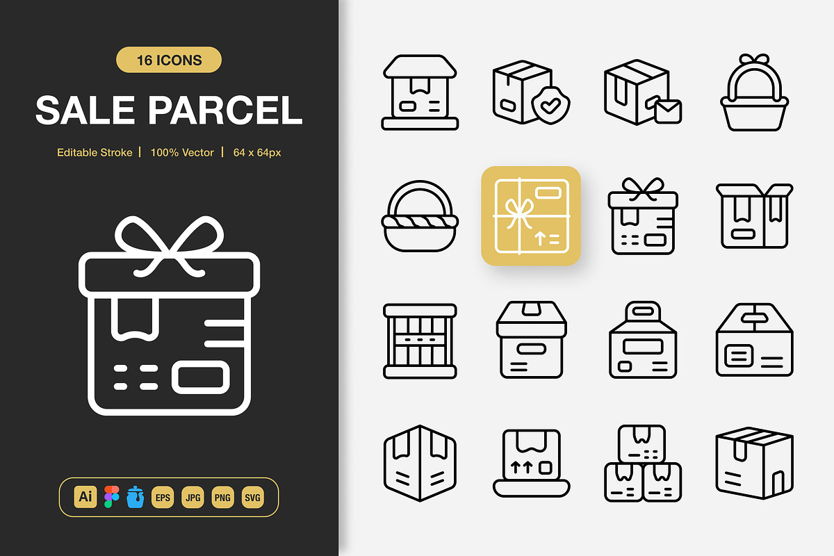 Sale Parcel Icons, an Outline Icon by Spacepixel Creative