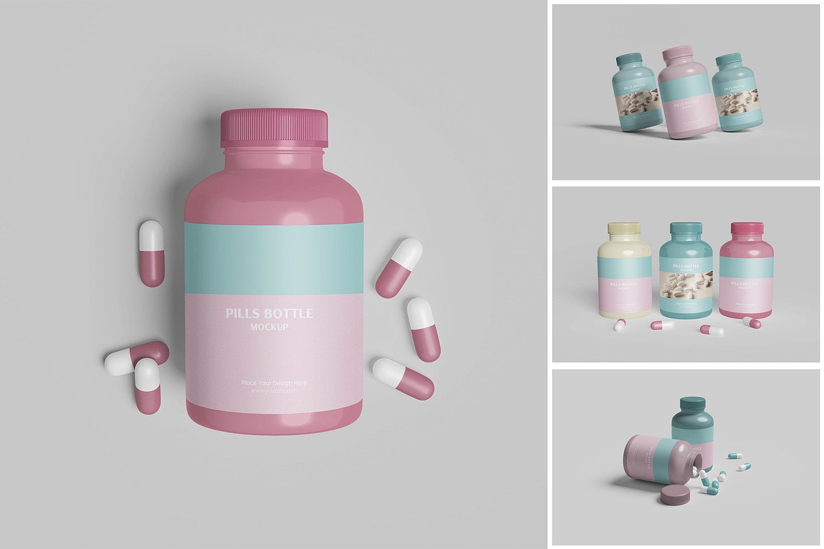 Pills Bottle Mockup, a Packaging Mockup by MrLetters (Photo 1 of 5)