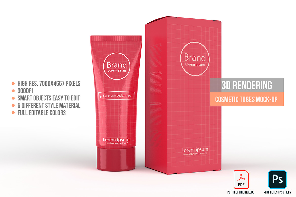 3D Rendering Cosmetic Tubes Mock-up, a Packaging Mockup by graystudio (Photo 50 of 50)