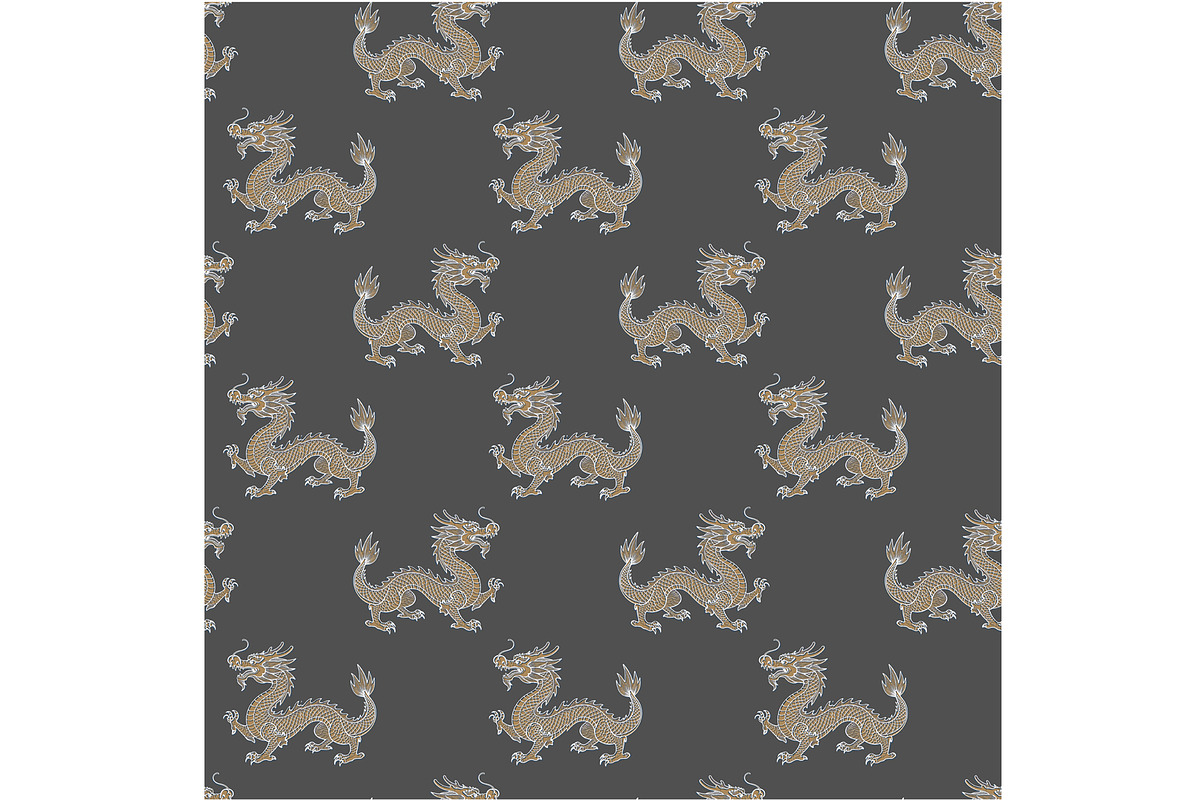 Gold Dragon on Grey Seamless Pattern, a Pattern Graphic by Sharon Schwalbe (Photo 6 of 7)