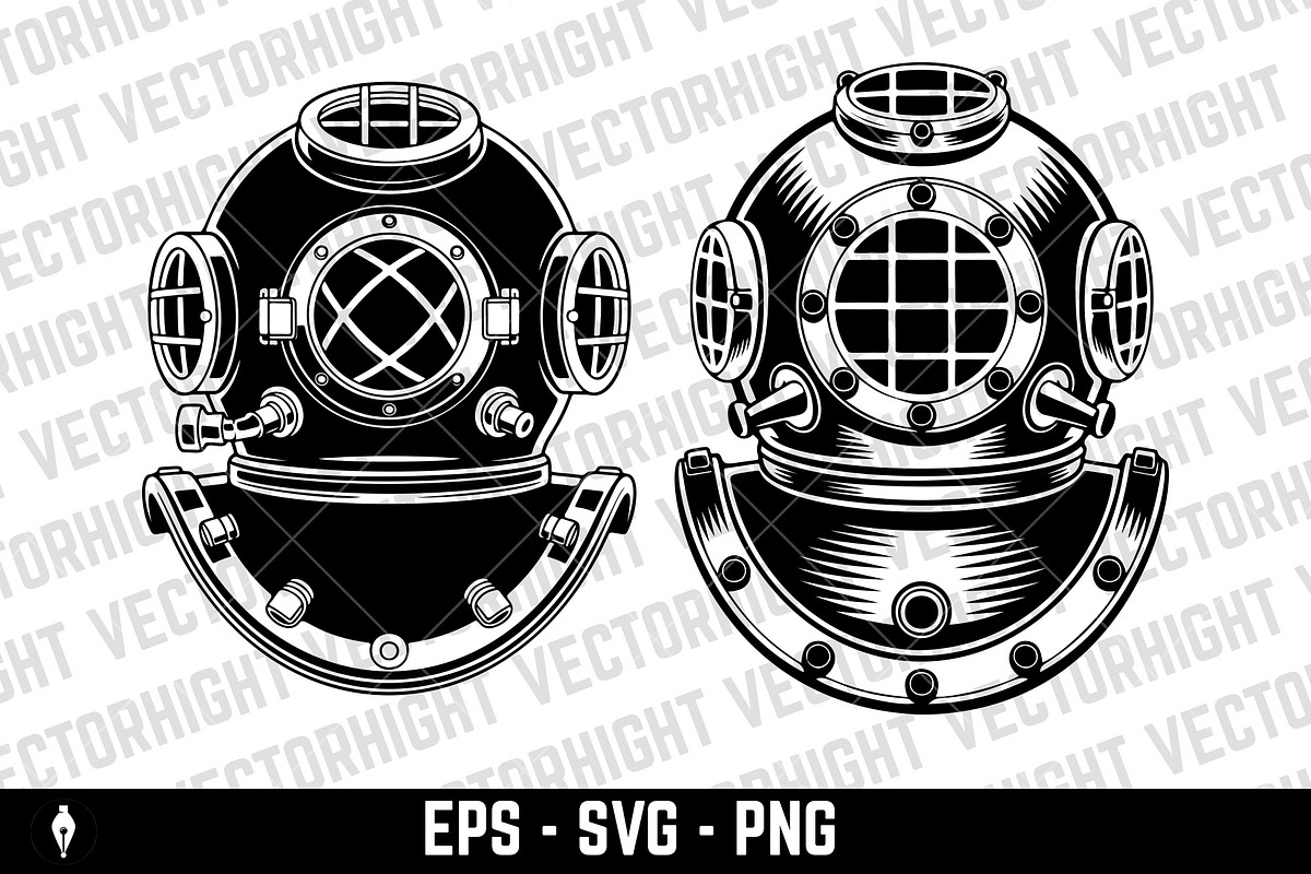 Vintage deep sea diver helmet, an Object Illustration by Vectorhight (Photo 4 of 4)