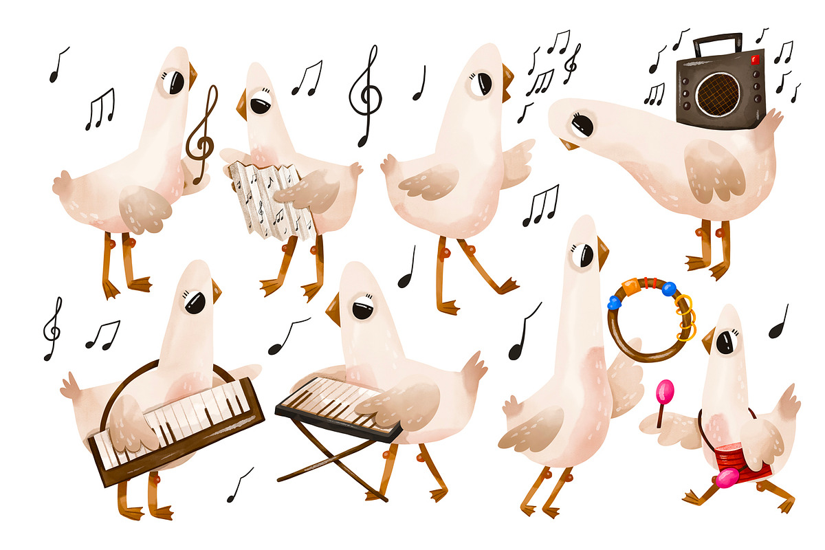 Cute Musical Geese Clipart Set, an Animal Illustration by the_myro (Photo 1 of 12)
