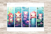 Axolotl Bookmarks Printable Bookmark, an Animal Illustration by GlamArtZhanna (Thumbnail 2 of 3)