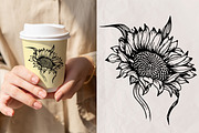 Sunflowers Outline Drawings, an Object Graphic by Dervik Art Store (Thumbnail 4 of 7)