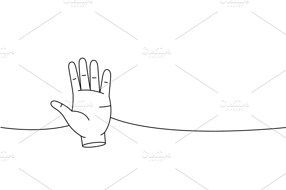 Hand one line continuous drawing, an Object Illustration by GraphiShop