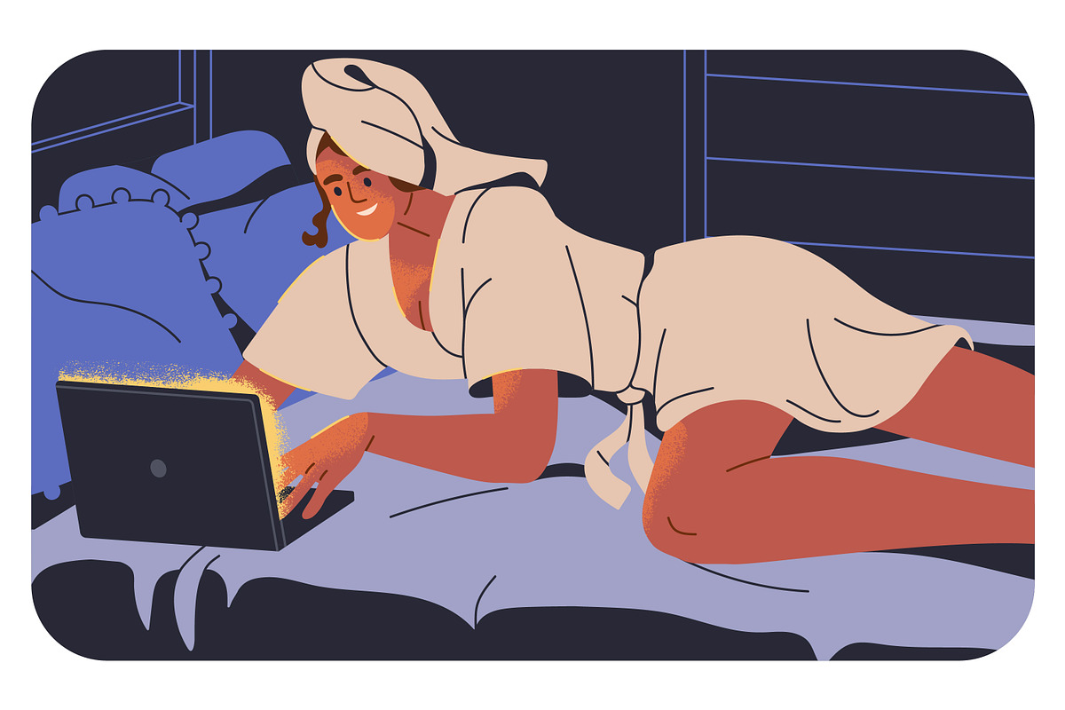People use phone, devices at night, a Technology Illustration by Good Studio (Photo 5 of 9)