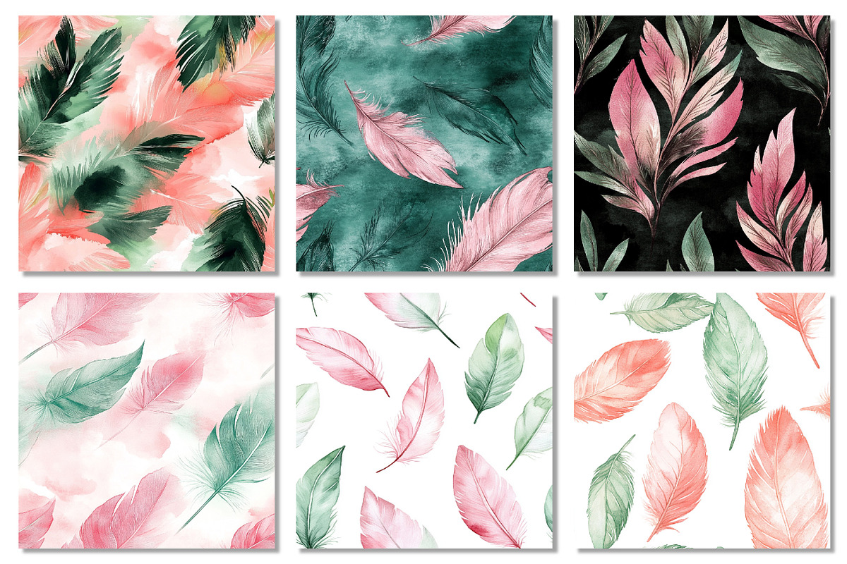 Pink & Green Feather Seamless Patter, a Texture Graphic by Dream Creation (Photo 3 of 7)