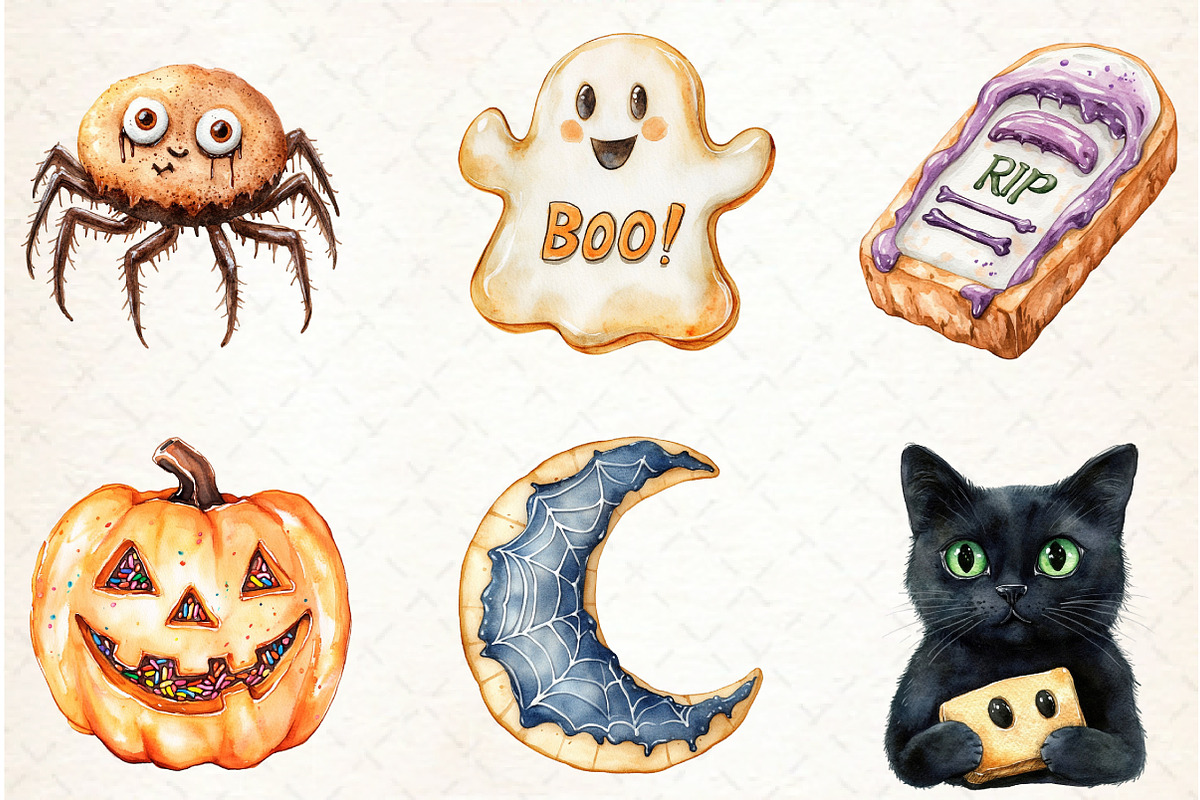 Watercolor Halloween Cookies Clipart, an Illustration by Libby Wishes (Photo 5 of 5)