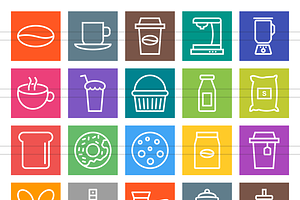 90 Coffee & Cafe Line Icons