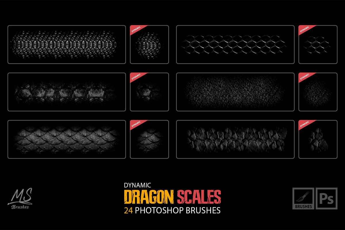 Dragon Scales Photoshop Brushes, a Brush Add-On by Mohamed Saber (Photo 4 of 6)
