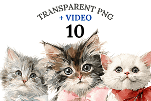 10 Cat Clipart, an Animal Illustration by Pati Charm Studio