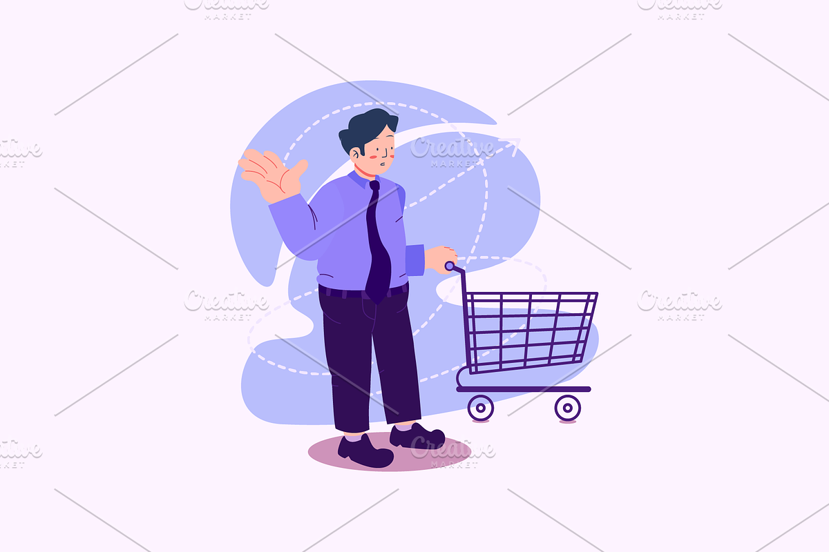 Businessman Carrying a Cart, an Illustration by Ahmad_Studio