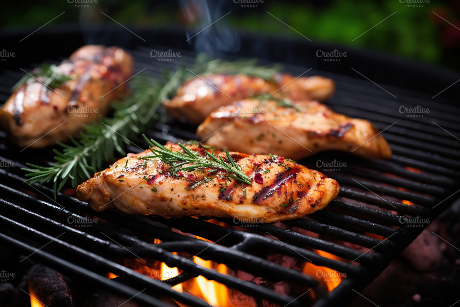 Chicken marinated fillet meat on the grill, a Food & Drink Photo by AlyaAnd