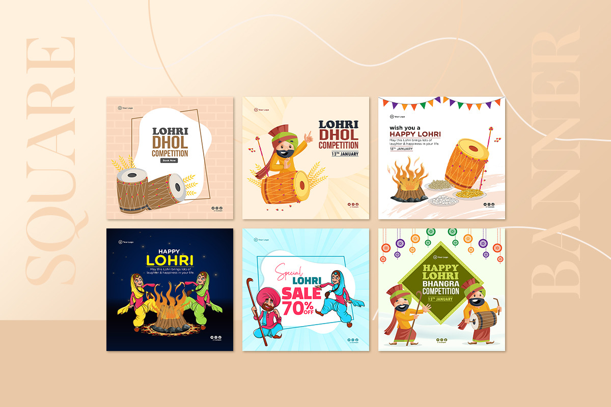 Happy Lohri Instagram Bundle, a Social Media Template by Creative Hatti (Photo 2 of 5)