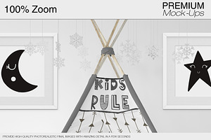 Kids Teepee Tent, Wall & Frames Set