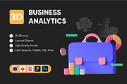 3D Business Analytics Icons, a 3D by Flat Icons (Thumbnail 1 of 8)