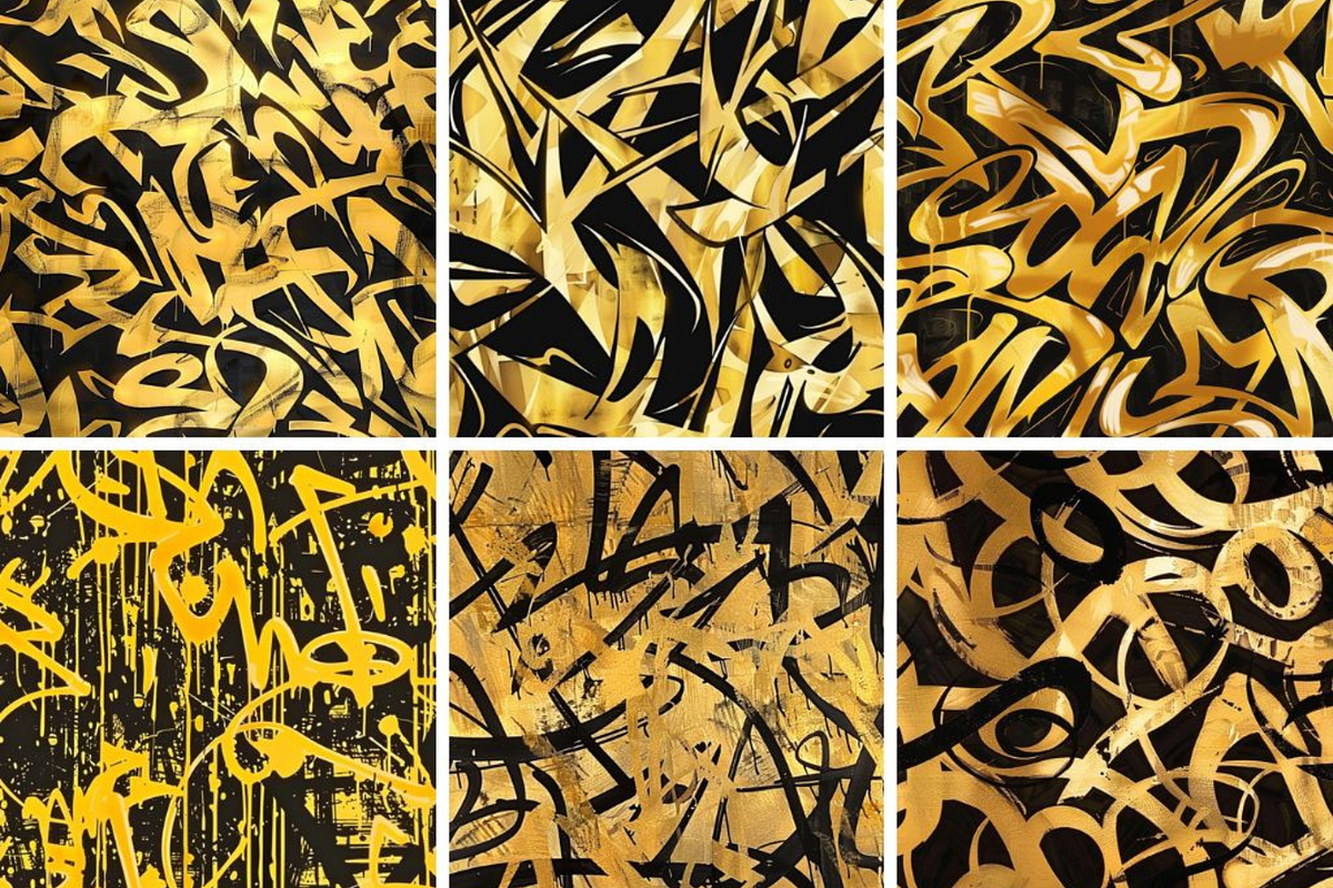 Gold Graffiti Seamless Patterns, a Pattern Graphic by PrintablesByFranklyn (Photo 3 of 4)