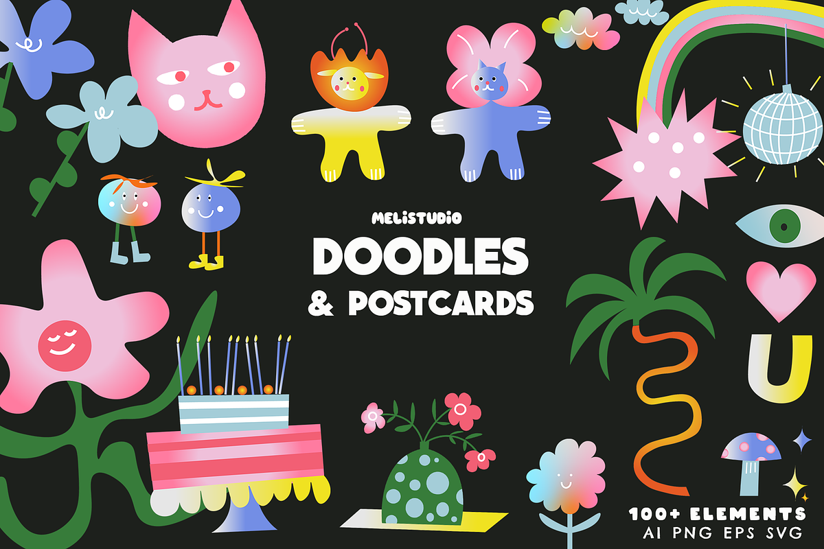 Doodles & Postcards - Love, Birthday, a Background Graphic by melistudio (Photo 1 of 4)