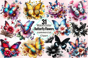 Butterfly Flowers Sublimation Clip