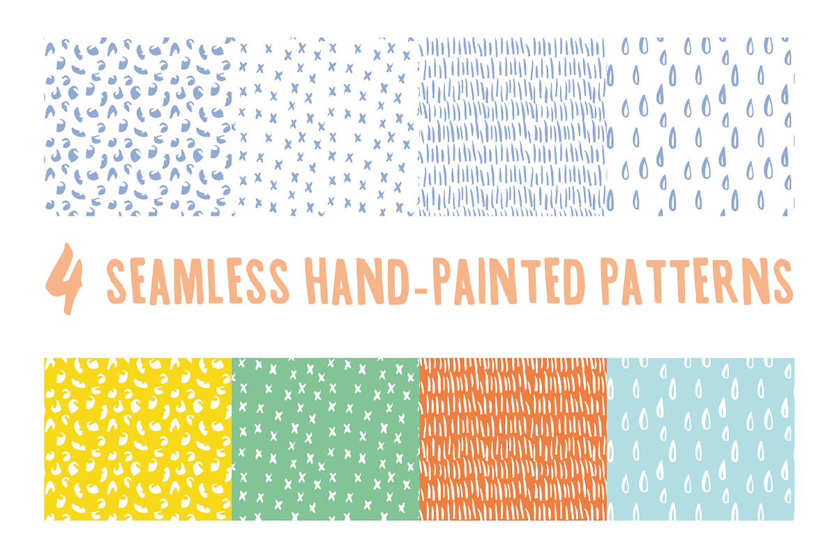 Hand-Painted Seamless Patterns, a Pattern Graphic by Shelly Laslo Illustration
