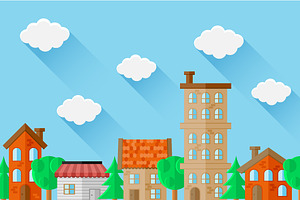 Set Of City Landscapes. Flat Design