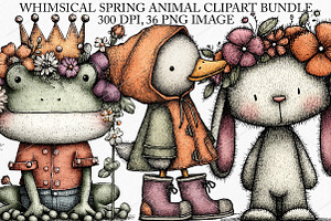 Whimsical Spring Animal Clipart PNG, an Illustration by Canvas Craft