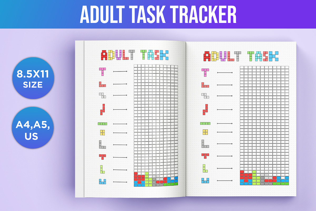 Adult Task Tracker Canva Interior, a Stationery Template by Designmela01 (Photo 1 of 3)
