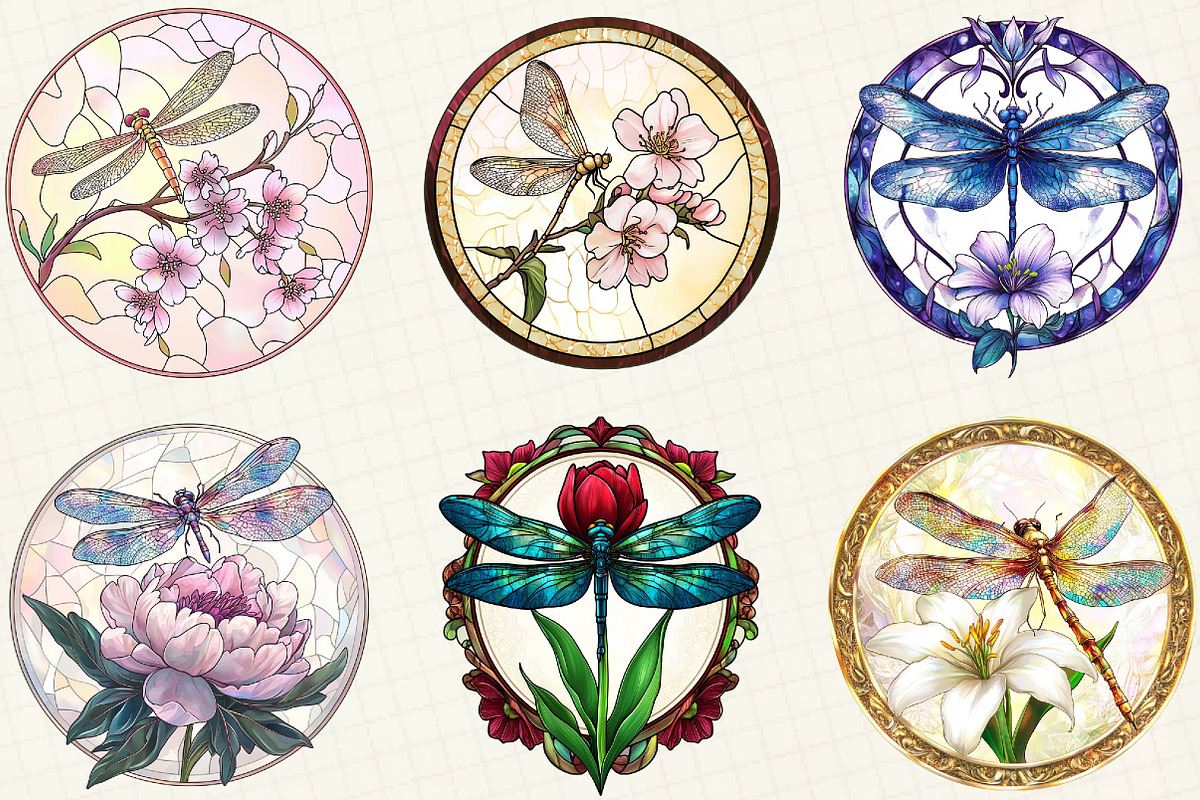 Dragonfly Stained Glass Clipart, an Illustration by OK Design (Photo 4 of 5)