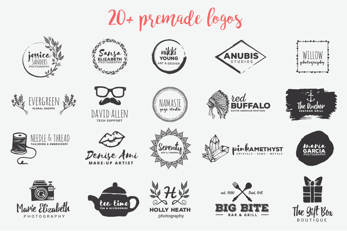 Big Hand Drawn Logo Kit, a Branding & Logo Template by Brandi Lea Designs (Photo 23 of 32)