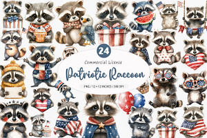 Cute Patriotic Raccoon PNG, an Illustration by SinaCreation