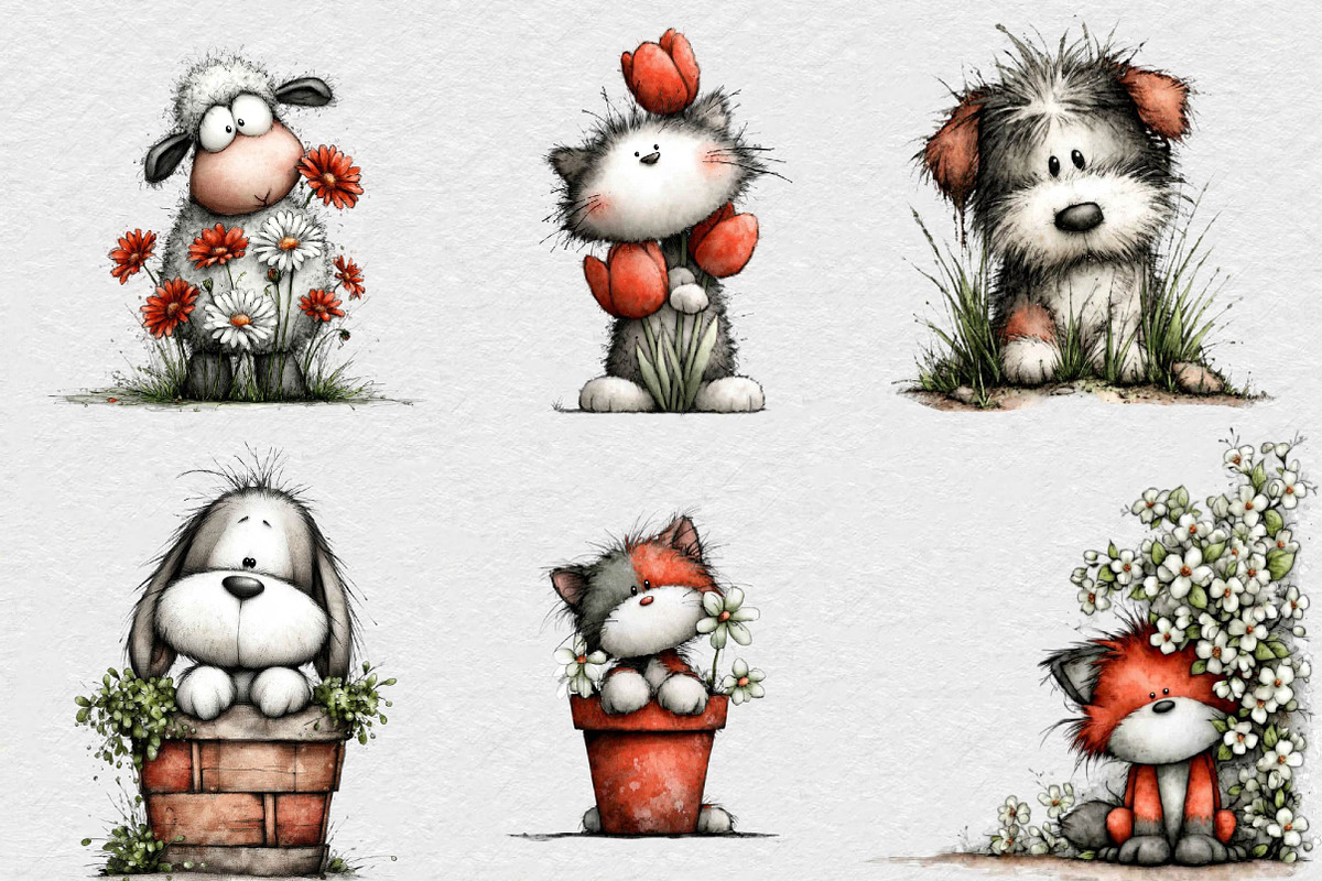 Spring Peeking Animal Clipart, an Illustration by DreamCafeArt (Photo 5 of 6)