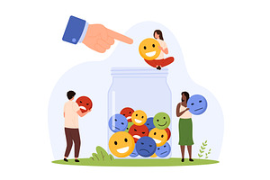 Choosing Emoji Faces Feedback, an Object Illustration by Flashvector