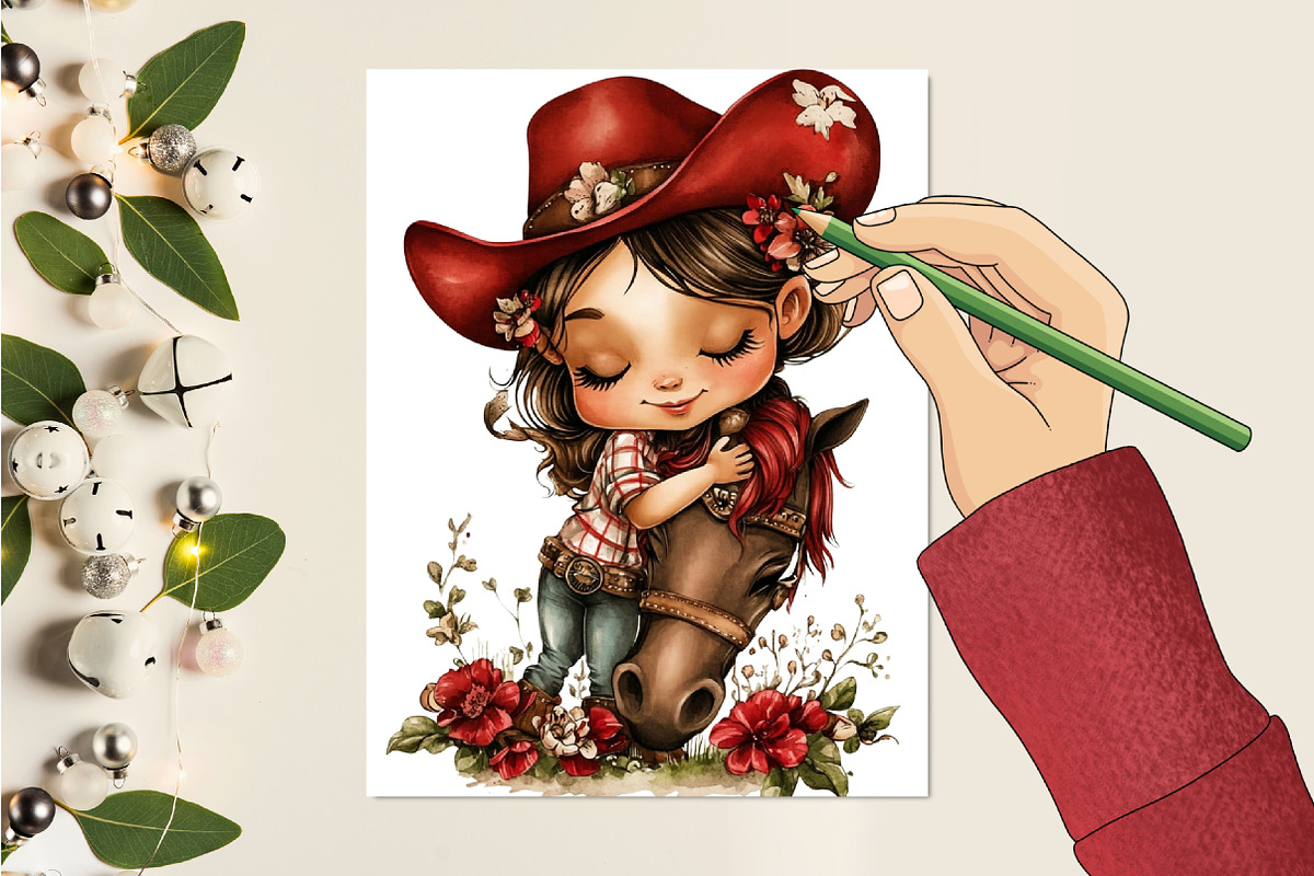 Whimsical Western Cowgirl Clipart, a Seasonal Illustration by CitraGraphics (Photo 5 of 6)