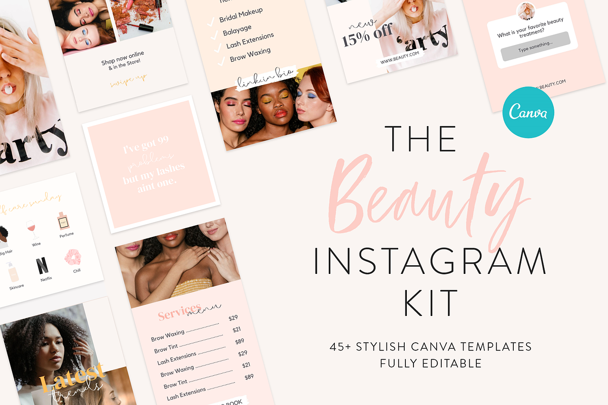 Beauty Instagram Template Bundle, a Social Media Template by My Social ...