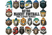 Retro Mascot Football png Bundle, an Object Graphic by RETROVIBZDESIGNS (Thumbnail 1 of 7)