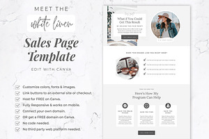 Sales Page Template For Canva Linen