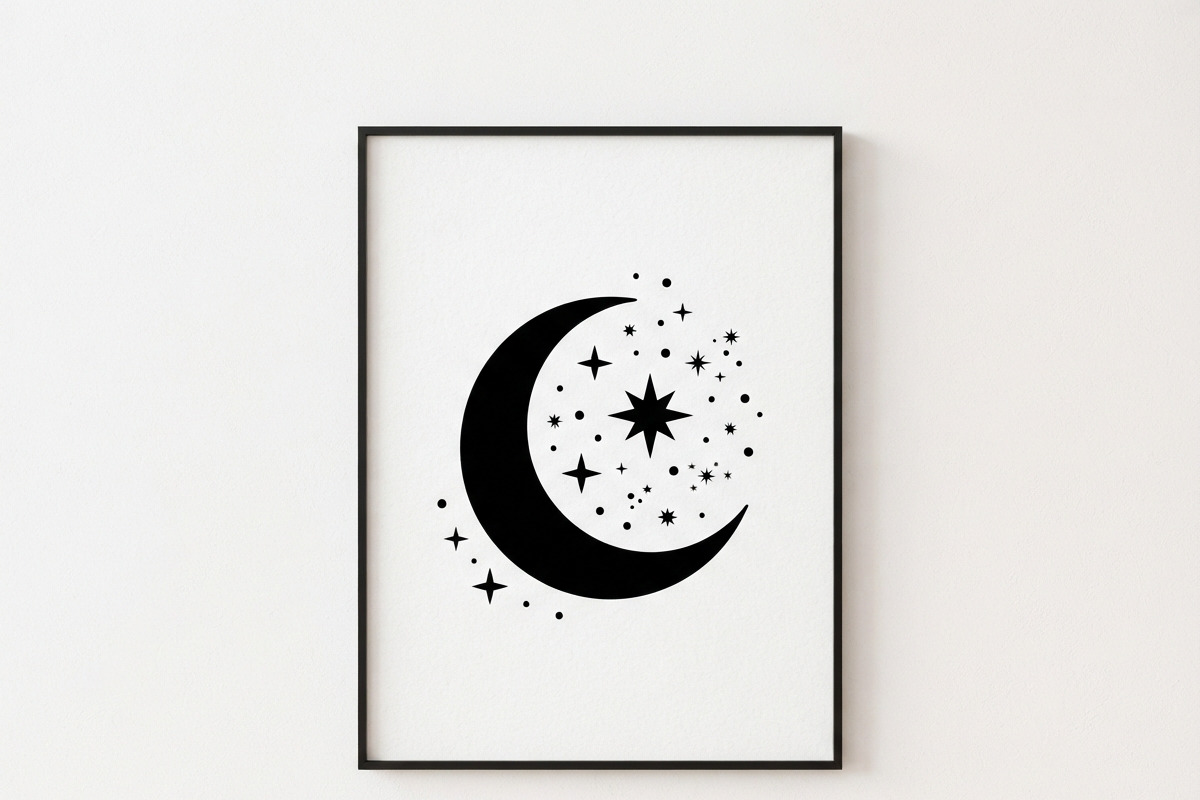 50 Crescent Moon with Stars, an Empty State Illustration by Amazin_art (Photo 11 of 47)