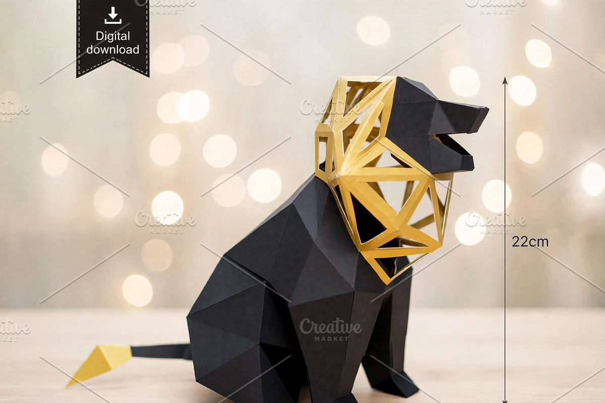 Lion Statue - 3d papercraft, a Card Template by PAPER amaze (Photo 1 of 4)
