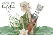 Watercolor Elf & Flowers Set, a Texture Illustration by Kaleriia (Thumbnail 2 of 10)