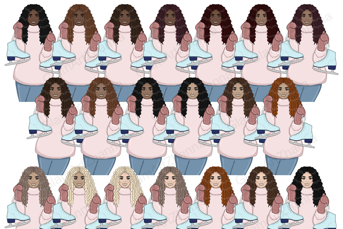Winter Cabin Girls Clipart, a Person Illustration by GlamArtZhanna (Photo 2 of 5)