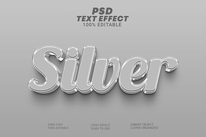 Silver Text Effects Editable PSD