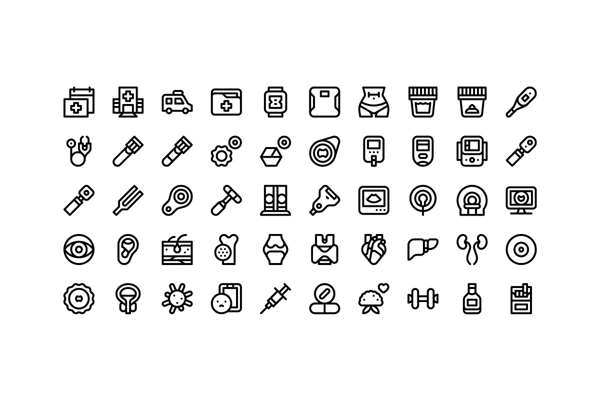50 Health Checkup icons, an Outline Icon by Side Project (Photo 2 of 8)