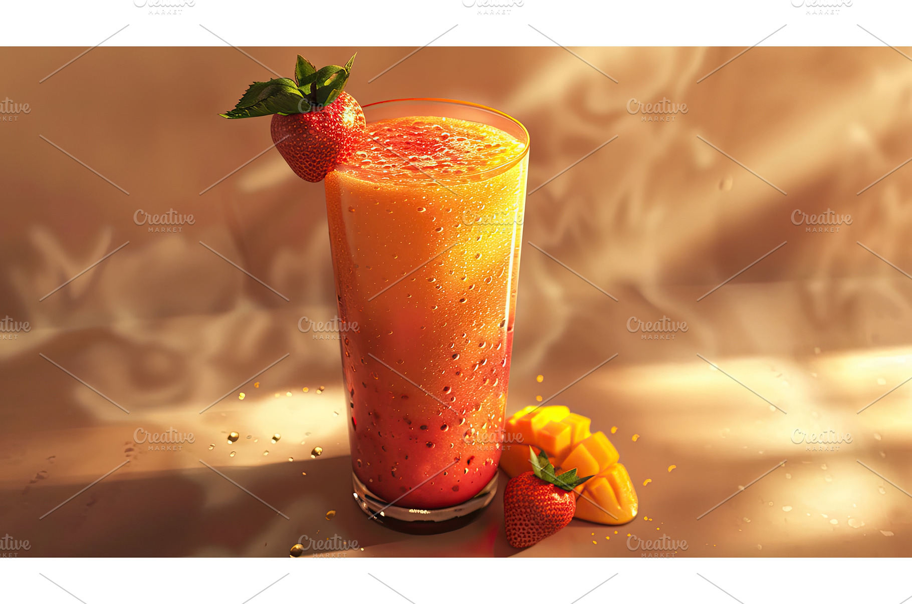 refreshing strawberry mango smoothie, a Background Photo by pikepicture