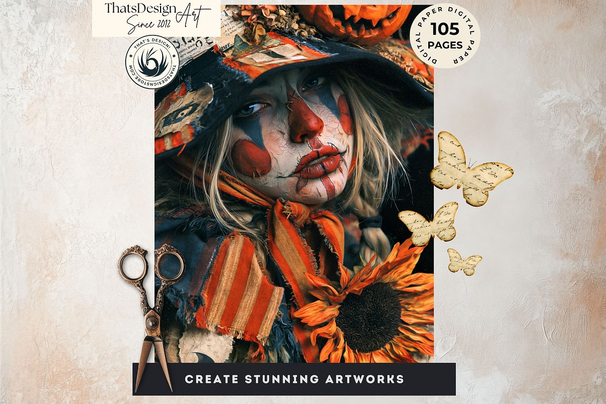 Vintage Dark Halloween Digital Paper, a Seasonal Illustration by ThatsDesignArt (Photo 8 of 16)