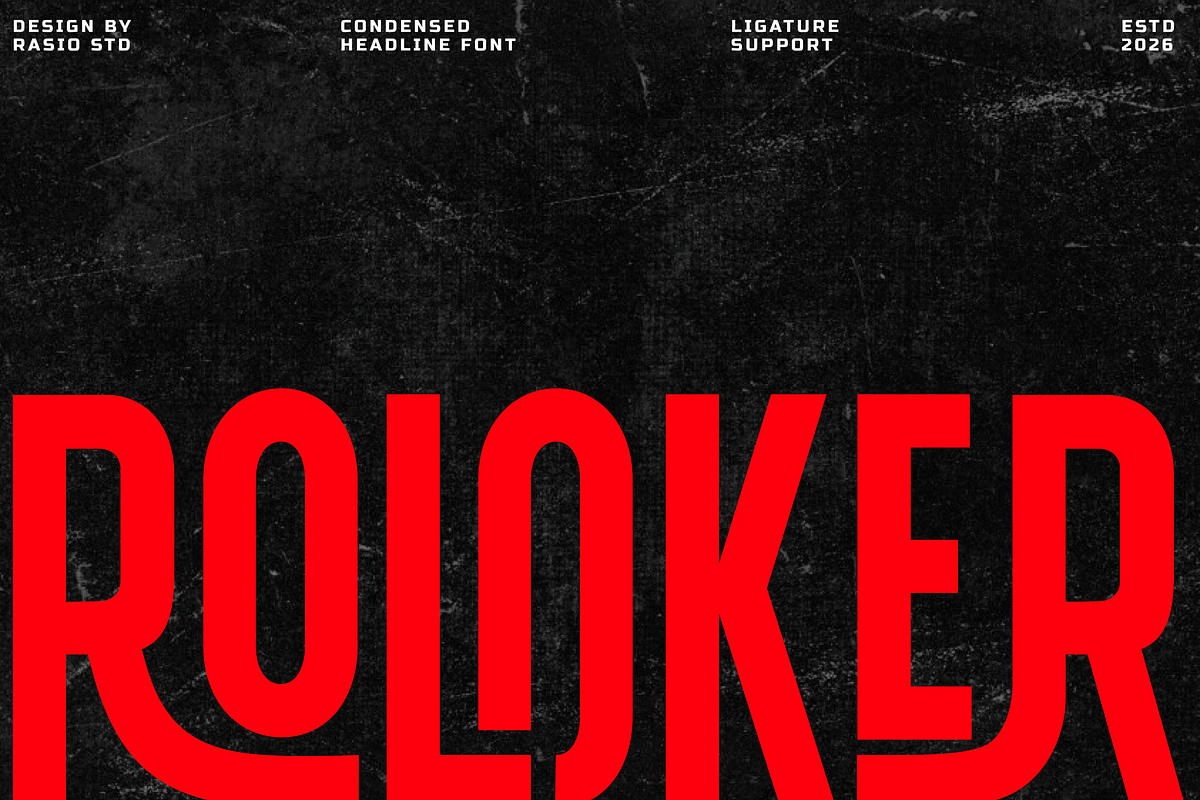 Roloker Condensed Headline Font, a Sans Serif Font by Rasio Studio (Photo 1 of 9)