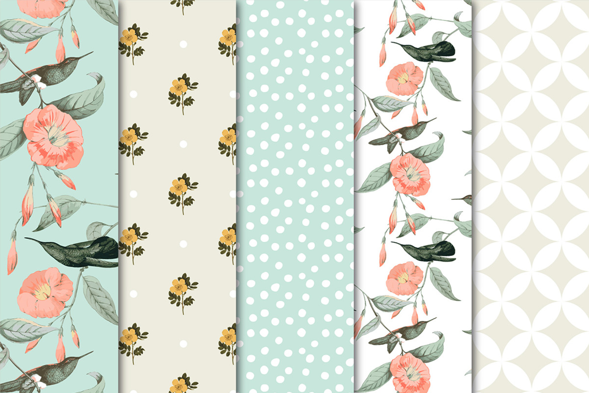 Seamless Digital Paper Hummingbirds preview 2