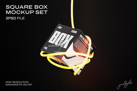 Square Box Mockup Set-2, a Packaging Mockup by Grid & Glow