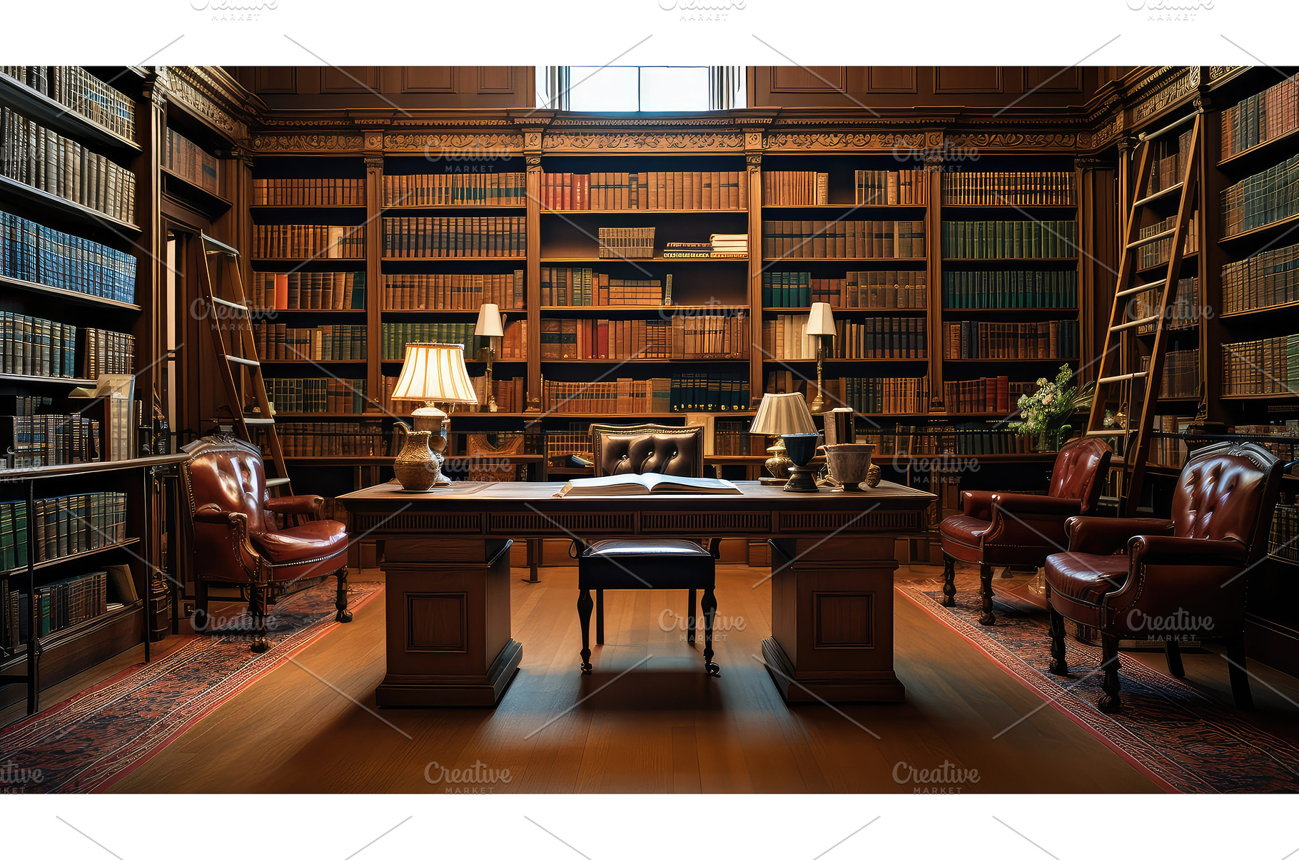 desk library office background ai, a School & Education Photo by pikepicture